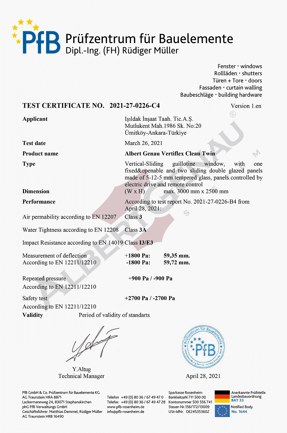 Vertiflex All Clean PfBTest
